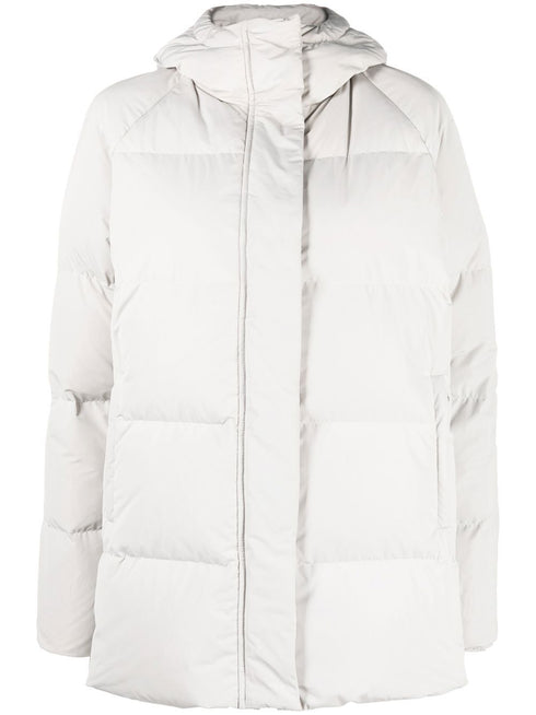 quilted-finish hooded coat